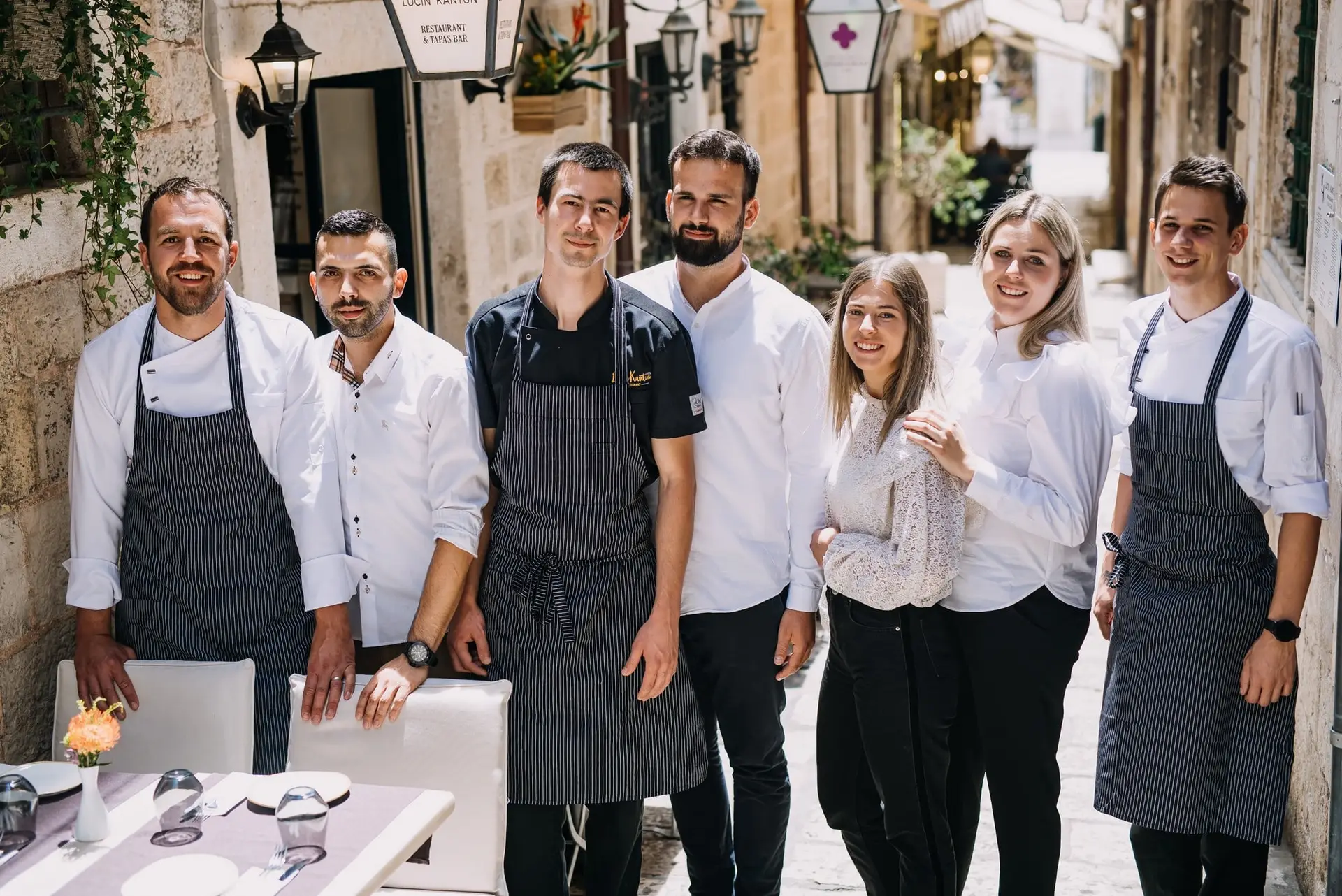 Lucin Kantun team and restaurant interior in Dubrovnik Old Town
